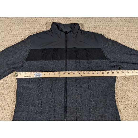 KJUS Women's XL Vail Jacket Full Zip Cable Knit Merino Wool Blend Athletic Black - Picture 9 of 11